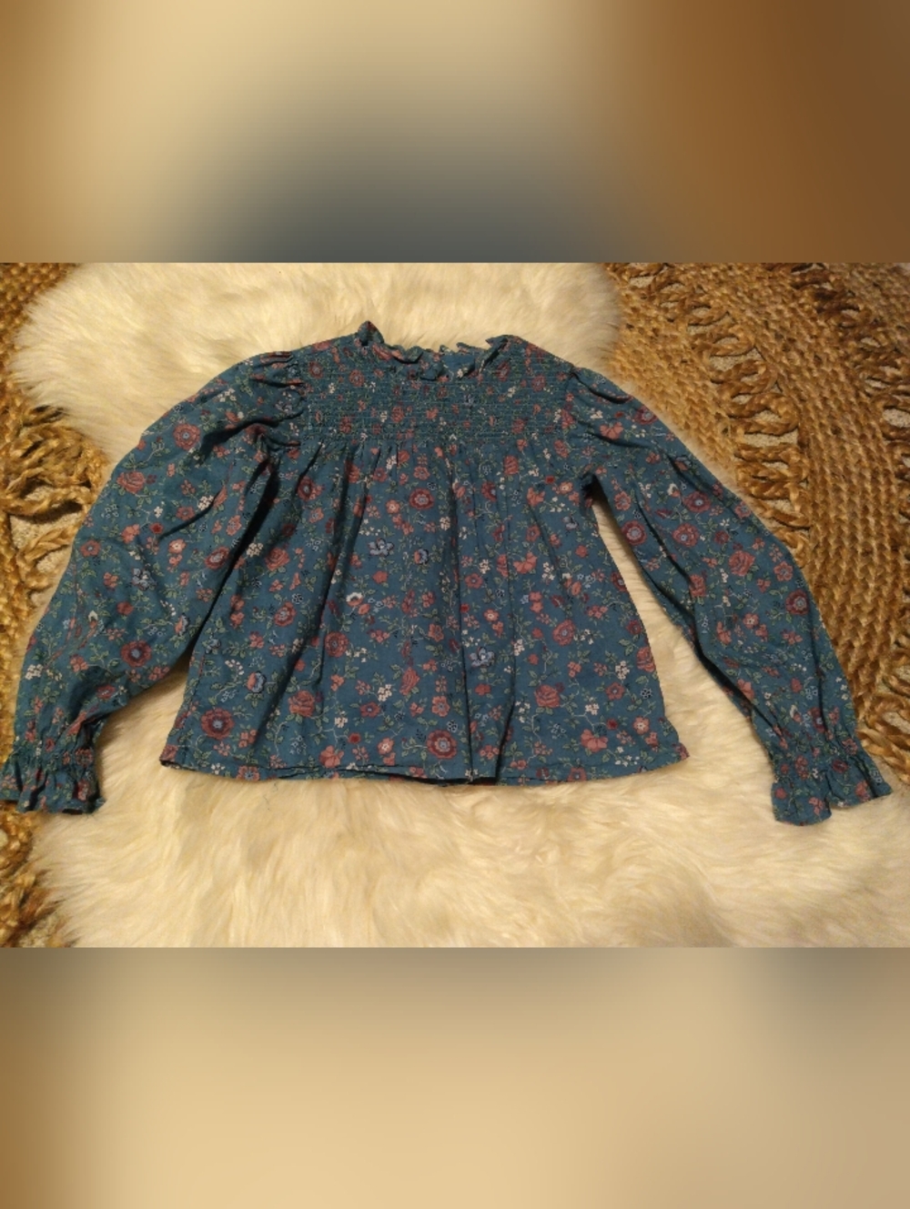 Janie and Jack Ditsy Floral Ruffle Top Long-Sleeve Size 5
